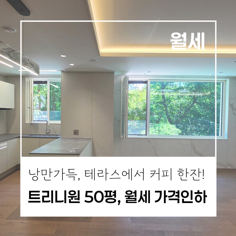 [가격인하] 트리니원 50평 테라스세대 · 전세 30억 → 반전세 15억,600 · 월세가 가능한 유일한 테라스 세대! 현장 사진 1