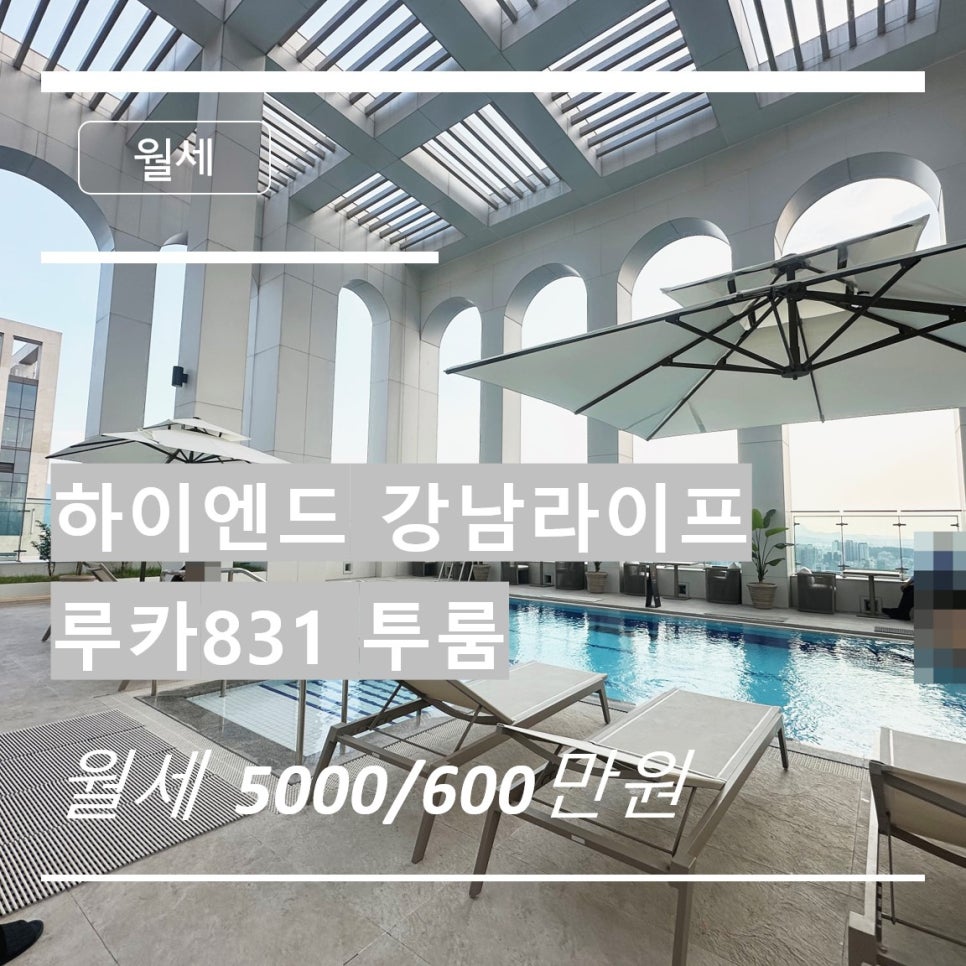 [강남 루카831] "문 열자마자 감탄이!" 루프탑 인피니티풀+감각적인 아치형 2룸 투룸 (월세5000 · 600) 현장 사진 1